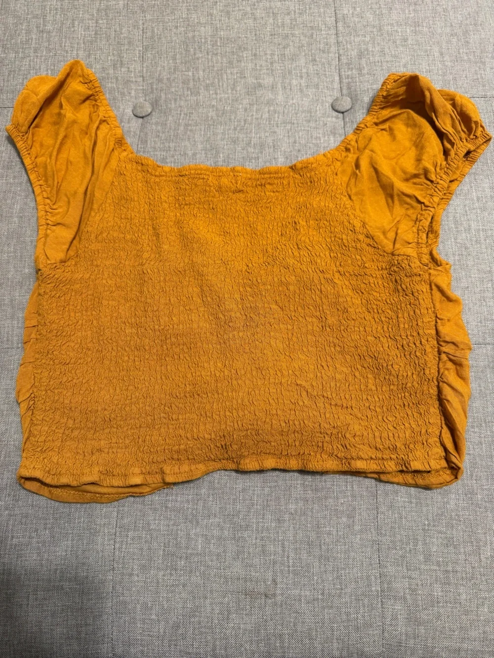 Japna Yellow Mustard Peasant Blouse with drawstring - Picture 3 of 6